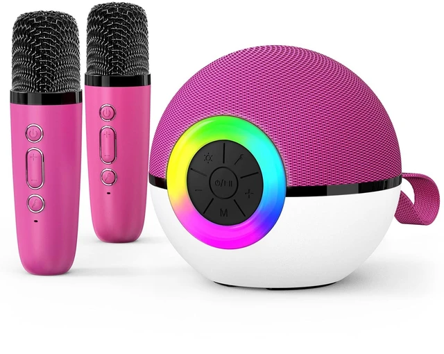 Main image of Mini Karaoke Machine Speaker for Kids Adults, Portable Bluetooth Microphone Song Toys with LED Light, Best Chritmas Birthday Festival Gift for 3 4 5 6 7 8+ Year Old Girls Boys (Hotpink-2MIC)