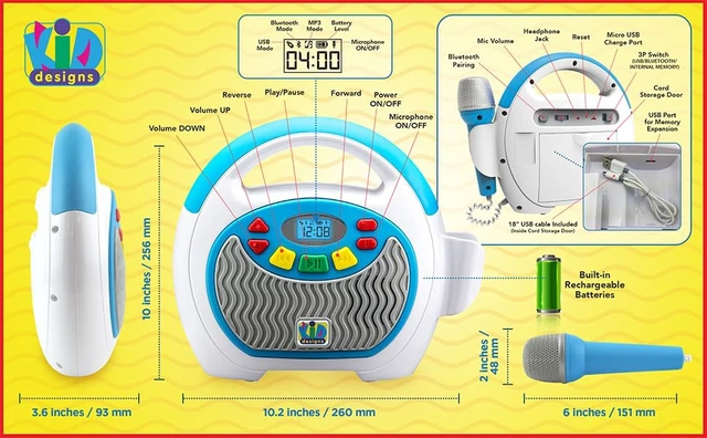 Alt view image 4 of 7 - Mother Goose Club Karaoke Machine for Kids with Microphone and Built-in Nursery Rhymes