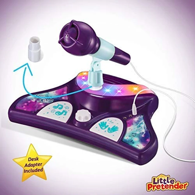 Alt view image 3 of 7 - Kids Karaoke Machine, 2 Mics, Adjustable Stand & Lights | AUX Port for Music Sing-Along, Stage Pedals for Fun Sound Effects