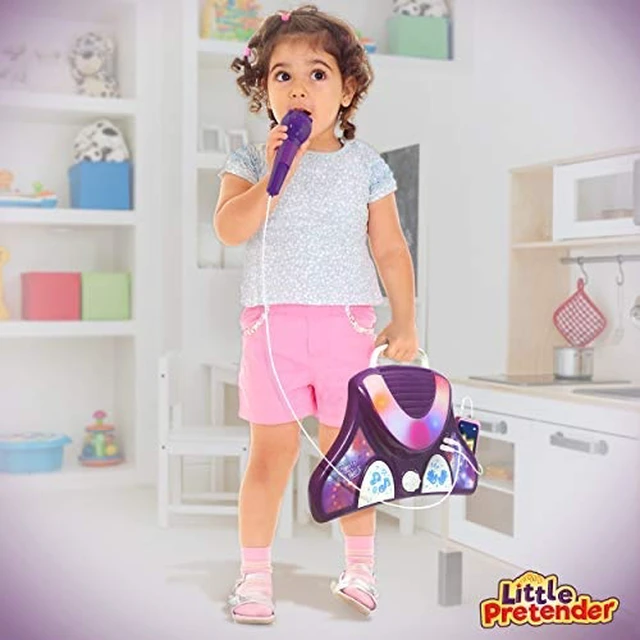 Alt view image 7 of 7 - Kids Karaoke Machine, 2 Mics, Adjustable Stand & Lights | AUX Port for Music Sing-Along, Stage Pedals for Fun Sound Effects