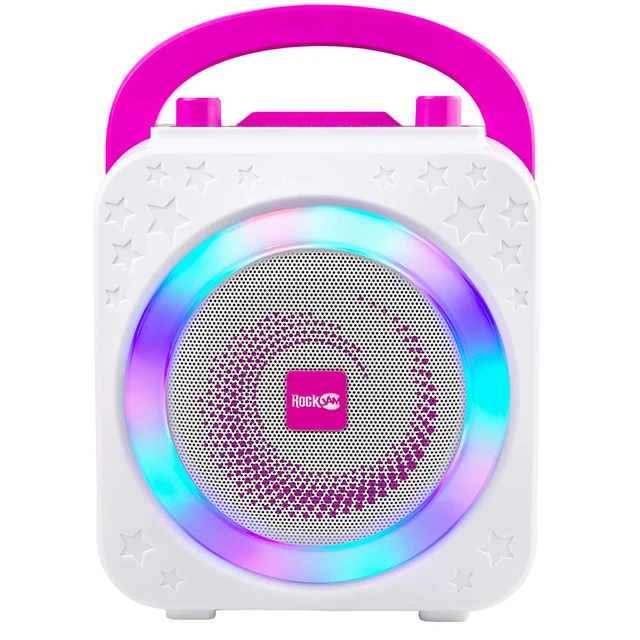 Alt view image 6 of 7 - 10-Watt Rechargeable Bluetooth Karaoke Machine with Two Mics, Lightshow & Voice Effects