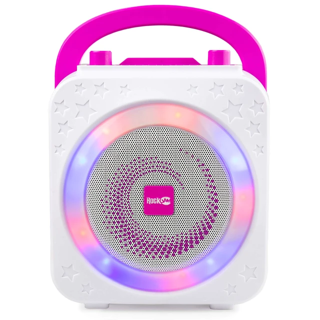Alt view image 7 of 7 - 10-Watt Rechargeable Bluetooth Karaoke Machine with Two Mics, Lightshow & Voice Effects