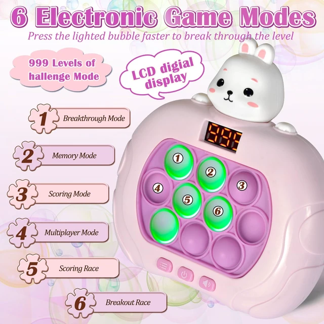Alt view image 2 of 6 - Fast Push Pop Game - Light Up Fidget Toy for Kids, Handheld Sensory Puzzle Game, Christmas Birthday Gifts for 3-12 Year Old Boys & Girls (Rabbit)