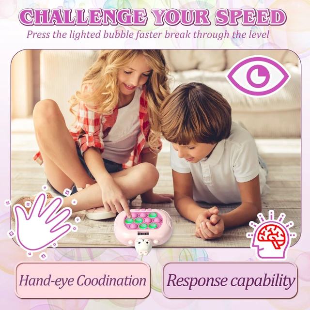 Alt view image 3 of 6 - Fast Push Pop Game - Light Up Fidget Toy for Kids, Handheld Sensory Puzzle Game, Christmas Birthday Gifts for 3-12 Year Old Boys & Girls (Rabbit)