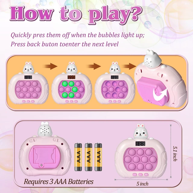 Alt view image 5 of 6 - Fast Push Pop Game - Light Up Fidget Toy for Kids, Handheld Sensory Puzzle Game, Christmas Birthday Gifts for 3-12 Year Old Boys & Girls (Rabbit)