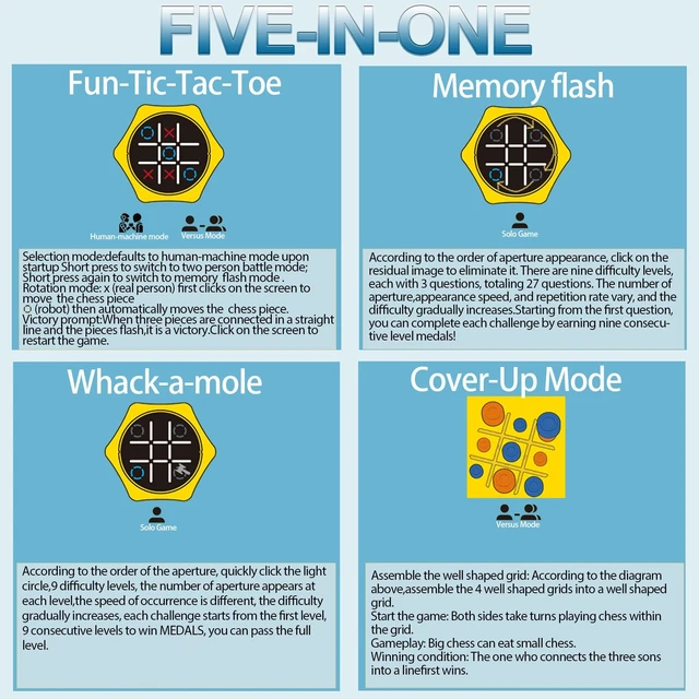 Alt view image 3 of 7 - Kids Electronic Tic Tac Toe,Handheld Travel Game,Interactive Toy Gift | 5-in-1 Touch Screen Tic Tac Toe,Rechargeable Handheld Puzzle Game,Portable Electronic Board Game for Kids Brain Development