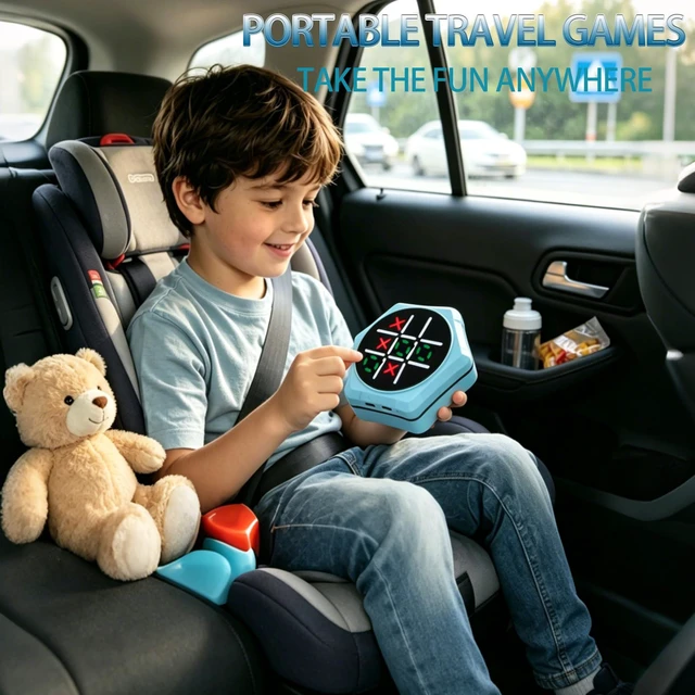 Alt view image 4 of 7 - Kids Electronic Tic Tac Toe,Handheld Travel Game,Interactive Toy Gift | 5-in-1 Touch Screen Tic Tac Toe,Rechargeable Handheld Puzzle Game,Portable Electronic Board Game for Kids Brain Development