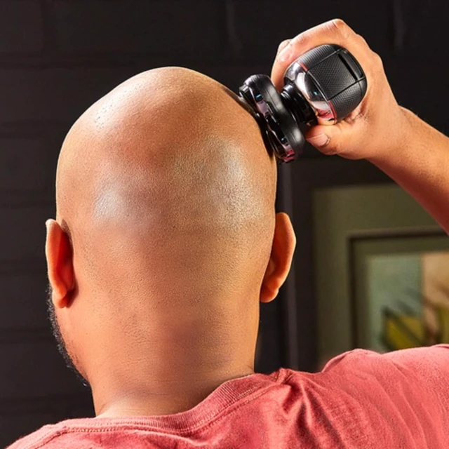 Alt view image 6 of 7 - Balder Deluxe XR7100 Head Rotary Shaver, Titanium Blades, Wet/Dry | Includes Storage Pouch, Designed for Bald Men, 5 Dual Track Flexing Heads, Pop-Up Trimmer, Non-Slip Grip, USB Rechargeable