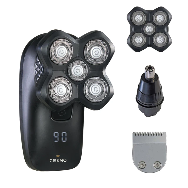 Alt view image 2 of 7 - Bald Head Shaver for Men, 3-in-1 USB-C Cordless Electric Rotary Razor | Wet/dry scalp, face & neck grooming. IPX5 waterproof, USB-C rechargeable, digital display, travel lock. Head shaver.
