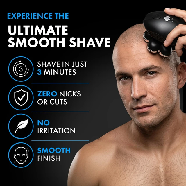 Alt view image 4 of 7 - Ace 7X Rotary Bald Head Shavers for Men, Up to 8500 RPM Motor | Cordless, Ultra-Close Foil Shave, USB Rechargeable, IPX7 Waterproof Wet & Dry, LCD Display