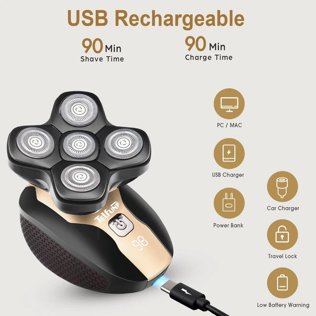 Alt view image 2 of 4 - Detachable Head & Body Hair Shaver, Magnetic Electric Razor for Fast Shaving