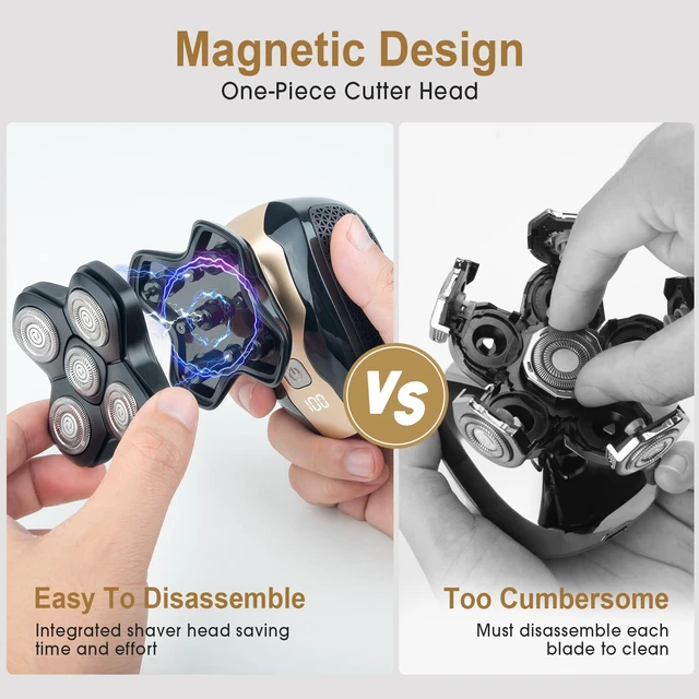 Alt view image 3 of 4 - Detachable Head & Body Hair Shaver, Magnetic Electric Razor for Fast Shaving