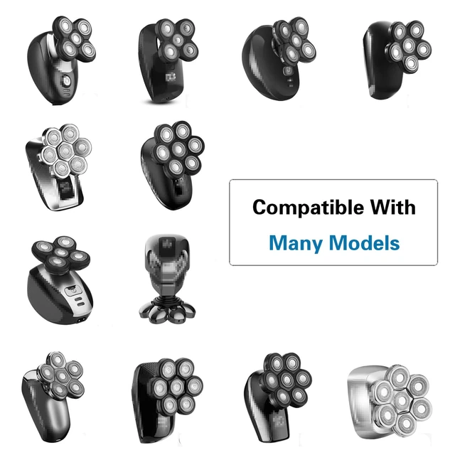 Alt view image 3 of 7 - Electric Shaver Replacement Head 8 Heads for Bald Men Wet and Dry Compatible Waterproof 8D Upgrade Replacement Blades