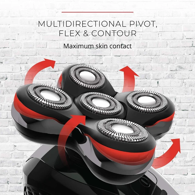 Alt view image 3 of 5 - Balder Pro Replacement Head for XR7000 Head Shaver | Restores Smooth Shaving Performance, 6 Dual Track Shaver Heads, Easy to Clean, Pivoting Design for Maximum Skin Contact