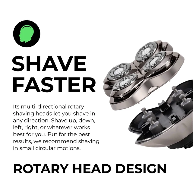 Alt view image 3 of 7 - Carver PRO 4 Head Replacement Blade - Shaver Blade for Wet & Dry Shaving - Rotary Heads Design - Japanese Stainless Steel - Compatible with Pitbull, Palm & Butterfly Kiss Shavers