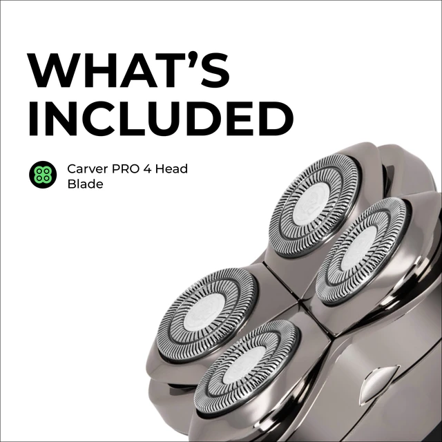 Alt view image 7 of 7 - Carver PRO 4 Head Replacement Blade - Shaver Blade for Wet & Dry Shaving - Rotary Heads Design - Japanese Stainless Steel - Compatible with Pitbull, Palm & Butterfly Kiss Shavers