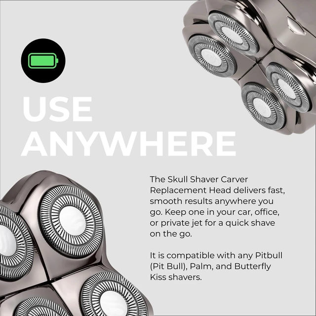 Alt view image 6 of 7 - Carver PRO 4 Head Replacement Blade - Shaver Blade for Wet & Dry Shaving - Rotary Heads Design - Japanese Stainless Steel - Compatible with Pitbull, Palm & Butterfly Kiss Shavers
