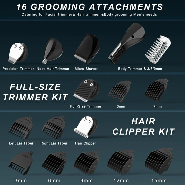 Alt view image 5 of 7 - Mens Body Hair Beard Trimmer Groin Trimmer Mens Grooming Kit Electric Razor Body Shaver Groomer Waterproof 6 in 1