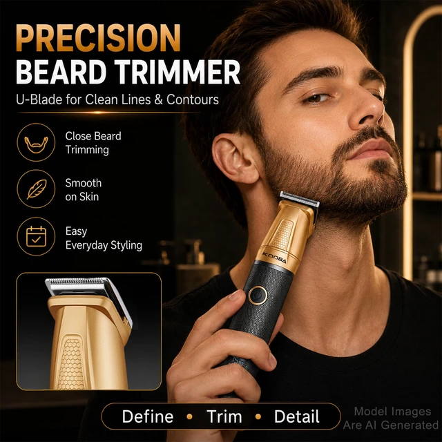 Alt view image 6 of 6 - 6-in-1 Magnetic Beard Trimmer for Men with Charging Base | Precision T-Blade, Nose & Ear Grooming, Body Grooming