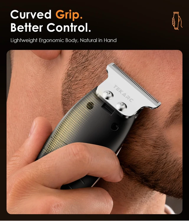 Alt view image 6 of 7 - Hair & Beard Trimmer for Men, Wide T Blade Cordless Liners Clippers | Even Cutting & Precision Edging, Mustache Hairline Sideburns Neckline, Stainless Steel Blade, 7200 RPM, USB-C Rechargeable