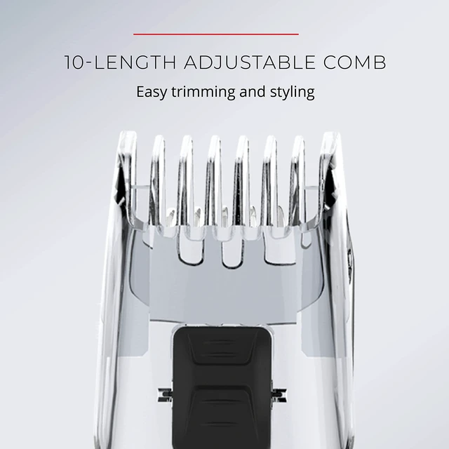 Alt view image 3 of 7 - All-in-one + Body Multigroomer 5000, Black and Red, 10 Piece Set | 20 Length & Style Settings, Washable Attachments, Rechargeable Battery, 60-Minute Runtime, Detail Trimmer for Edging