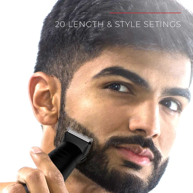 Alt view image 2 of 7 - All-in-one + Body Multigroomer 5000, Black and Red, 10 Piece Set | 20 Length & Style Settings, Washable Attachments, Rechargeable Battery, 60-Minute Runtime, Detail Trimmer for Edging