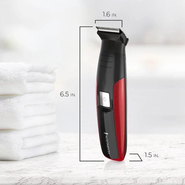 Alt view image 7 of 7 - All-in-one + Body Multigroomer 5000, Black and Red, 10 Piece Set | 20 Length & Style Settings, Washable Attachments, Rechargeable Battery, 60-Minute Runtime, Detail Trimmer for Edging