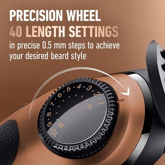 Alt view image 4 of 7 - King C. Gillette Beard Trimmer PRO with 40 beard length settings in precise 0.5mm steps, cordless design & 1 trimmer, 1 brush, 2 combs, 1 charger and 1 T-blade