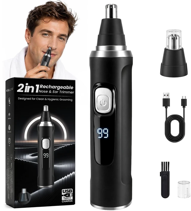 Main image of Ear and Nose Hair Trimmer for Men & Women,2026 Painless USB Rechargeable Eyebrow & Facial & Nose Hair Trimmer Clipper with LED Display for Easy Cleansing Travel Size