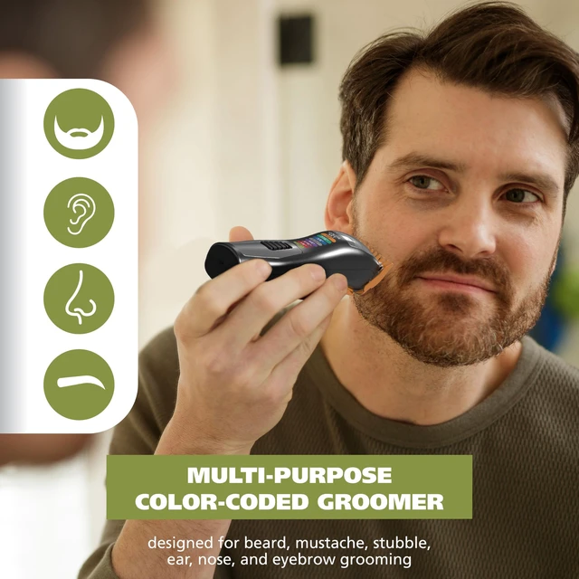 Alt view image 4 of 7 - Color Pro All in One Cordless Eyebrow, Nose & Beard Trimmer for Men | Colorful Guards Trim Facial Hair, The Detail Trimmer Shapes Eyebrows & The Nose Trimmer Cleans Up Nose Hair Model 3025945