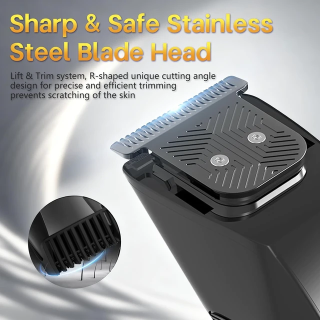 Alt view image 5 of 7 - Men's Beard Trimmer, 20 Length Adjustable, IPX7 Waterproof Clippers | Stainless Steel T-Blade for Precision Facial Hair Trimming, Wet/Dry Groomer, 2 Adjustable Combs, Travel Lock, LED Display
