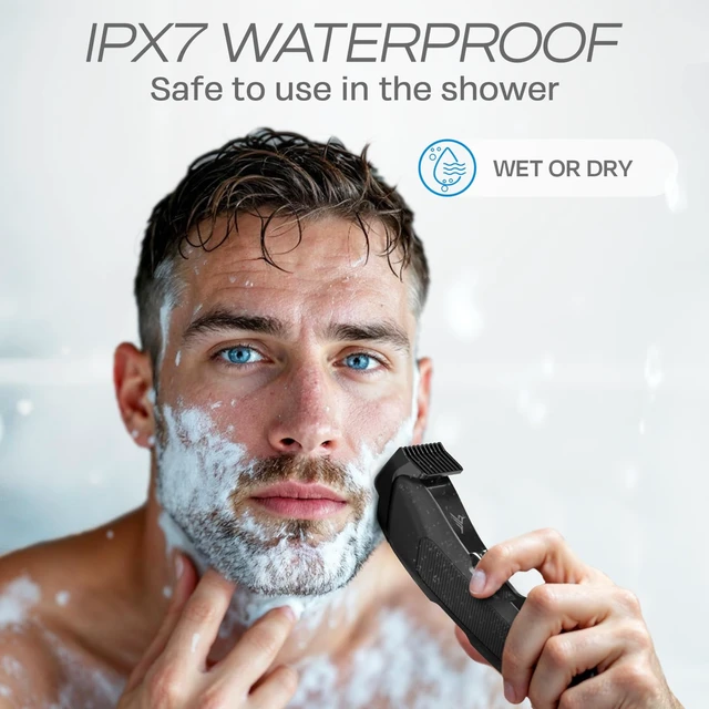 Alt view image 3 of 7 - MK14 BeardMaster Premium Beard Trimmer for Men, Precision Dial, Adjustable 20 Length Settings, Stainless Steel T-Blade, Cordless USB-C Rechargeable, Waterproof, LED Display, Travel Case