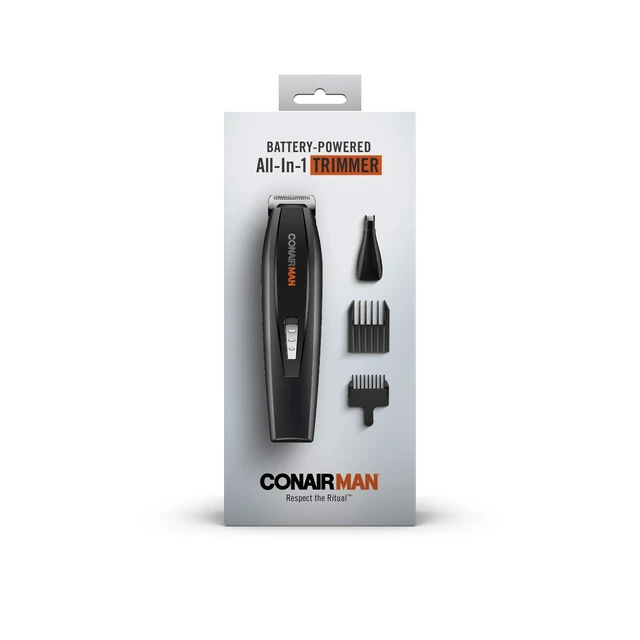 Alt view image 5 of 6 - All-in-One Beard Trimmer for Men, Includes Nose and Ear Hair Trimmer, with 5-Position Comb Attachment, 4 piece Men's Grooming Kit, Battery Operated
