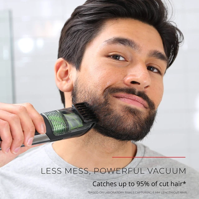 Alt view image 2 of 7 - Vacuum Beard Trimmer for Men, Cordless Rechargeable | Adjustable Length Comb (218mm), 13 Length and Style Settings, Removable Blades, For Beard, Mustache, And Stubble