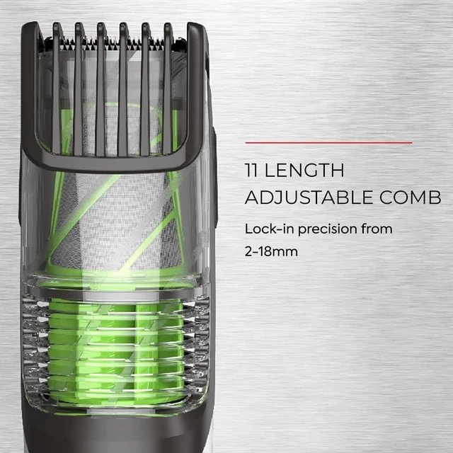 Alt view image 5 of 7 - Vacuum Beard Trimmer for Men, Cordless Rechargeable | Adjustable Length Comb (218mm), 13 Length and Style Settings, Removable Blades, For Beard, Mustache, And Stubble