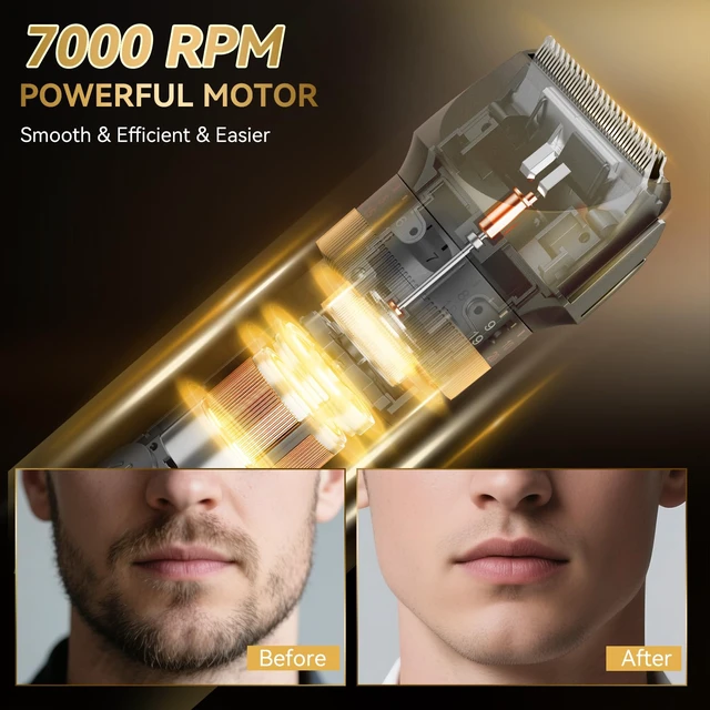 Alt view image 3 of 7 - Beard Trimmer for Men 42 Adjustable Length Settings Hair Clippers | 42 Adjustable Length Settings, Precision Mustache & Nose Trimmer, LED Display, IPX6 Waterproof, 120 Min Runtime