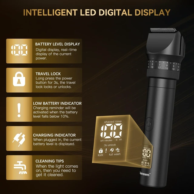Alt view image 5 of 7 - Beard Trimmer for Men 42 Adjustable Length Settings Hair Clippers | 42 Adjustable Length Settings, Precision Mustache & Nose Trimmer, LED Display, IPX6 Waterproof, 120 Min Runtime