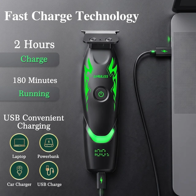 Alt view image 5 of 7 - Beard Trimmer for Men,Zero Gapped Professional Hair Edger Clippers | Multifunctional,180-Min Running Time,USB Fast Charging,T- Blade Trimmer for Beard,Haircut,Carving,Body Hair,Balding Trimming