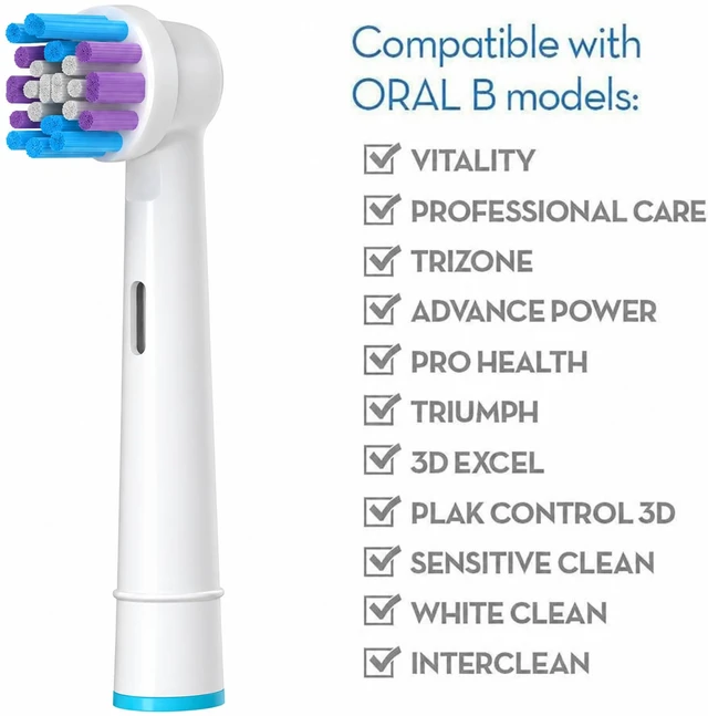 Alt view image 3 of 7 - Replacement Toothbrush Heads for Oral-B, 4 Pack Replacement Heads Compatible with Oral B Braun Electric Toothbrush, 1 Count (Pack of 4)