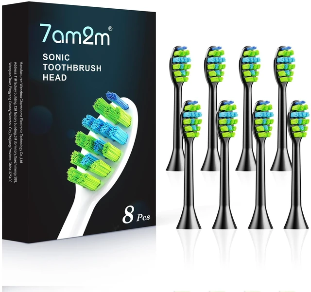Main image of AM100/AM101/AM105C/AM111 Electric Toothbrush Brush Heads x 8, Black | Electric Toothbrush ONLY