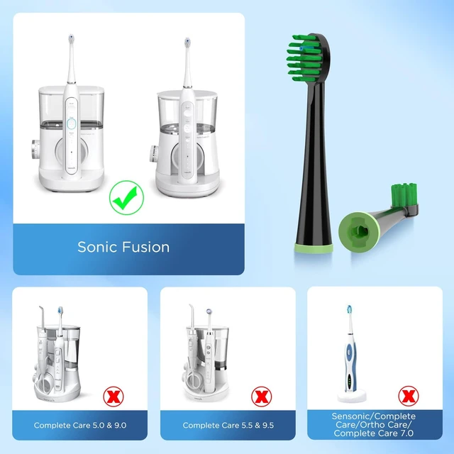 Alt view image 4 of 7 - Replacement Toothbrush Heads for All Waterpik Sonic Fusion Models 5 Count | Compact Replacement Toothbrush Heads with Covers for Waterpik SF-01, SF-02, SF-03, and SF-04 Series