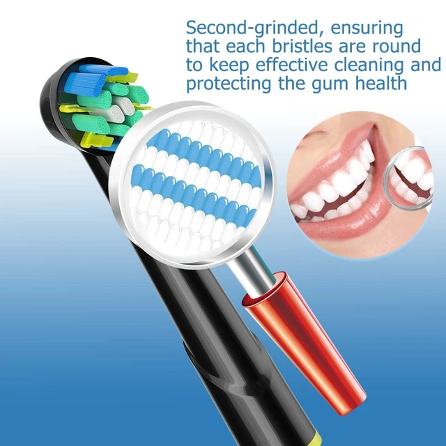 Alt view image 3 of 6 - Replacement Heads Compatible with Oral B Electric Toothbrush, 16 Pcs Toothbrush Heads for Oral-b Braun Refill Pro 1000 2000 3000 500 Vitality Genius x (Black)