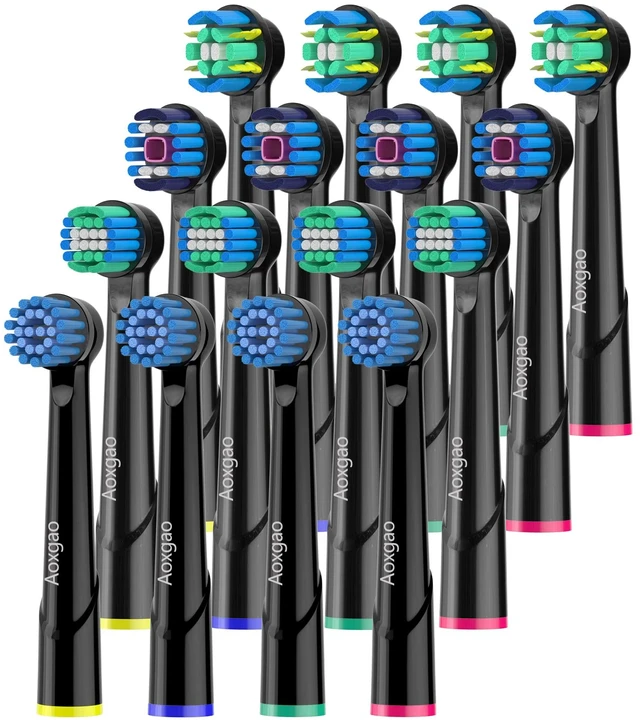 Main image of Replacement Heads Compatible with Oral B Electric Toothbrush, 16 Pcs Toothbrush Heads for Oral-b Braun Refill Pro 1000 2000 3000 500 Vitality Genius x (Black)