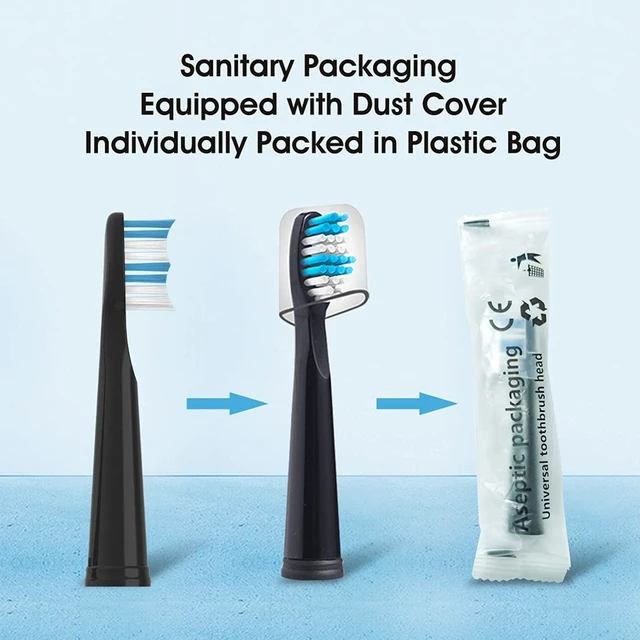 Alt view image 3 of 6 - Replacement Toothbrush Heads Compatible with fairywill Electric Toothbrush, Model FW-507/FW-508/2011/959/917/551, D1/D3/D7/D8,W Shape Design Planted with Nylon Bristle (6 Pack - Black)