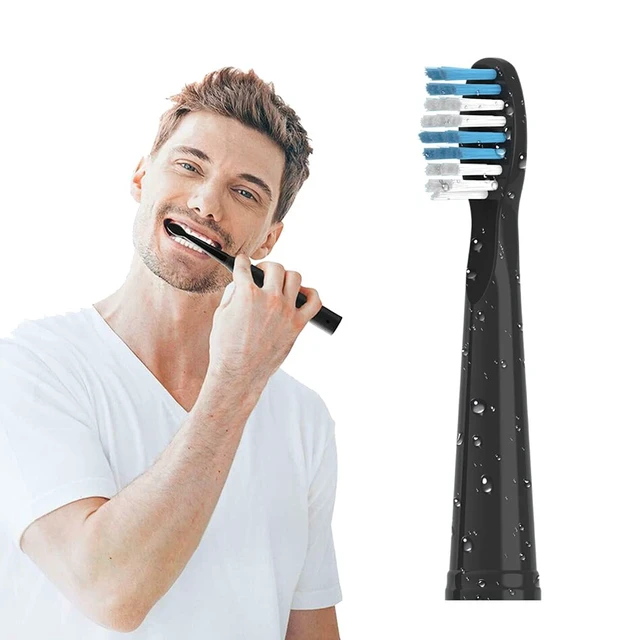 Alt view image 5 of 6 - Replacement Toothbrush Heads Compatible with fairywill Electric Toothbrush, Model FW-507/FW-508/2011/959/917/551, D1/D3/D7/D8,W Shape Design Planted with Nylon Bristle (6 Pack - Black)