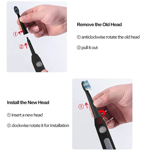 Alt view image 6 of 6 - Replacement Toothbrush Heads Compatible with fairywill Electric Toothbrush, Model FW-507/FW-508/2011/959/917/551, D1/D3/D7/D8,W Shape Design Planted with Nylon Bristle (6 Pack - Black)