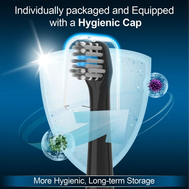Alt view image 5 of 5 - 8 Pack Replacement Toothbrush Heads Compatible with Colgate Hum | Black Compatible with Connected Smart Battery Electric Toothbrush Head