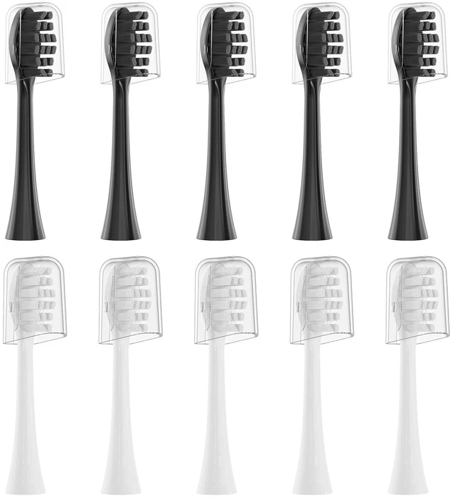 Main image of Replacement Brush Heads Compatible with Gleem Electric Toothbrush | 10 Pack,5Black+ 5White