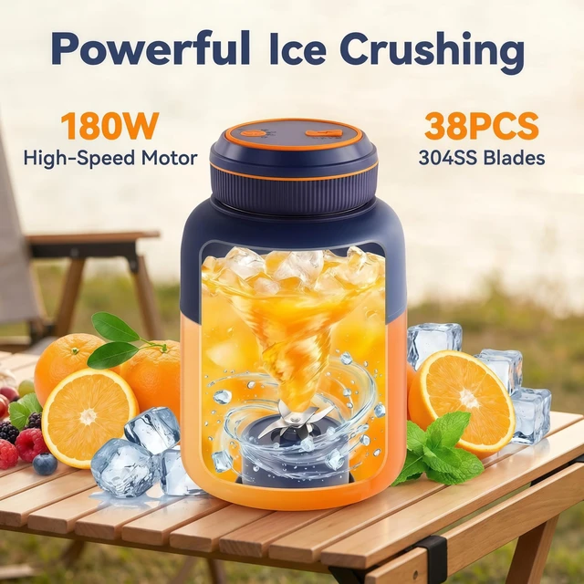 Alt view image 6 of 7 - Portable Wireless Juicer Cup,Rechargeable Electric Juicer Blender Cup with 38 Blades,Smoothie Protein Shake Blender,Travel Use
