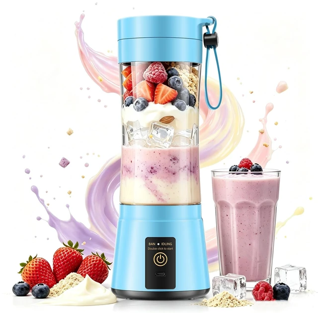 Main image of Personal Size Portable Blender Make Smoothies - Mini Blender 12oz Juice Cup | Powerful Blending with 6 Stainless Steel Blades, BAP-Free, Lightweight, Easy Clean,Suit in Travel/Office/Gym/Picnic
